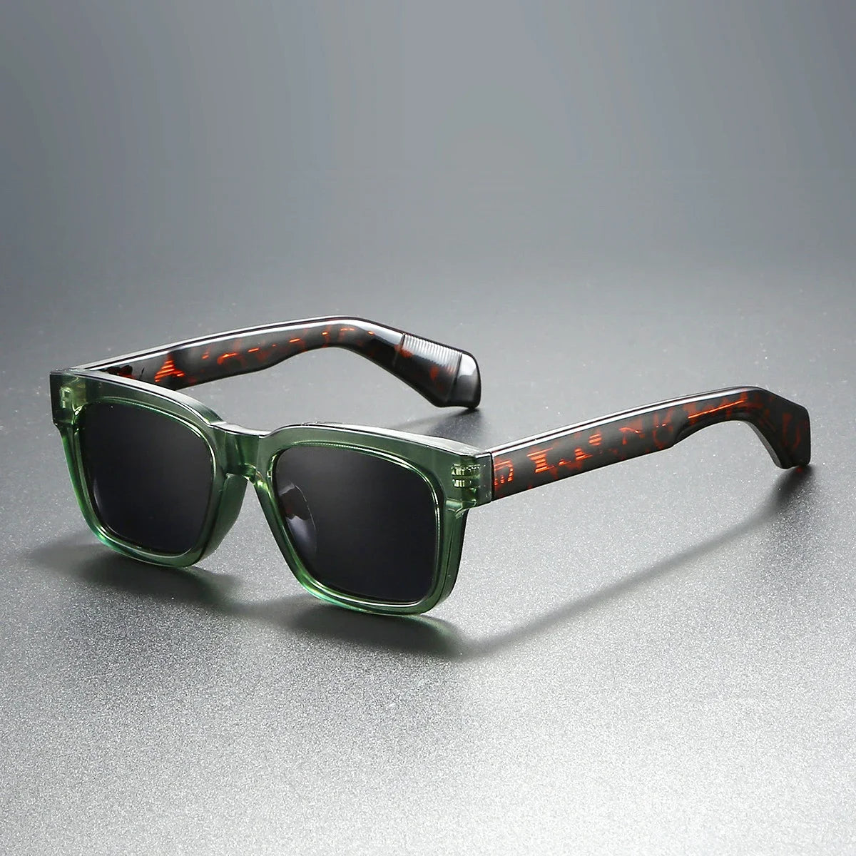 Yacht Club Sunglasses, green aviator frames with patterned temples